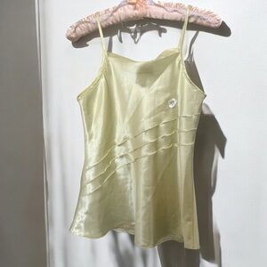 Vintage Elegant Yellow Satin Camisole Top Fairycore butter yellow cottage S/M